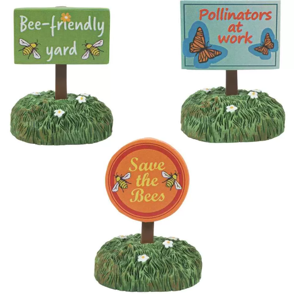 Department 56 Village Halloween Accessories-Bee Friendly Signs St/3