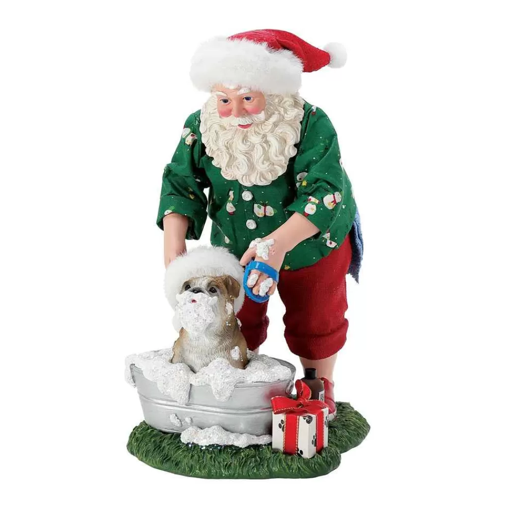 Department 56 Santa And His Pets-Bulldog Bubble Bath