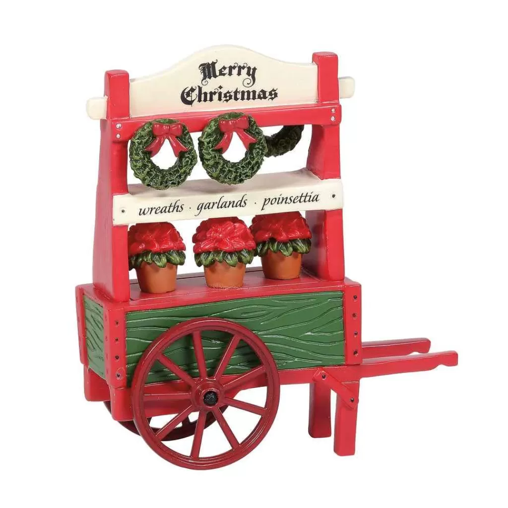 Department 56 Village Accessories-Christmas Poinsettia Cart