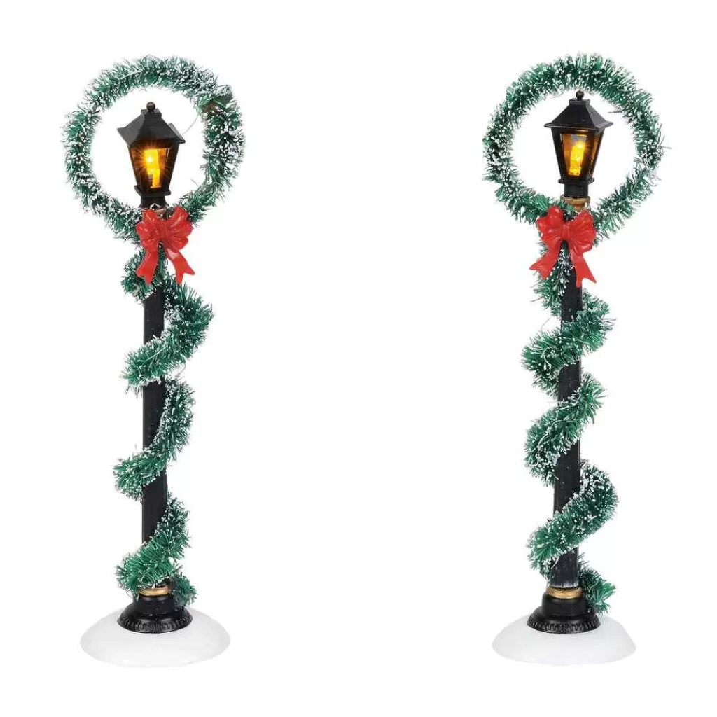 Department 56 Village Accessories-Christmas Wreath Street Lights