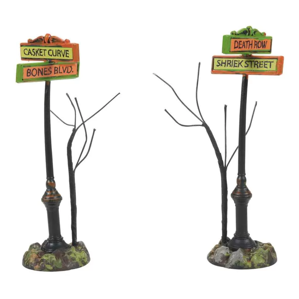 Department 56 Village Halloween Accessories-Creepy Village Street Signs