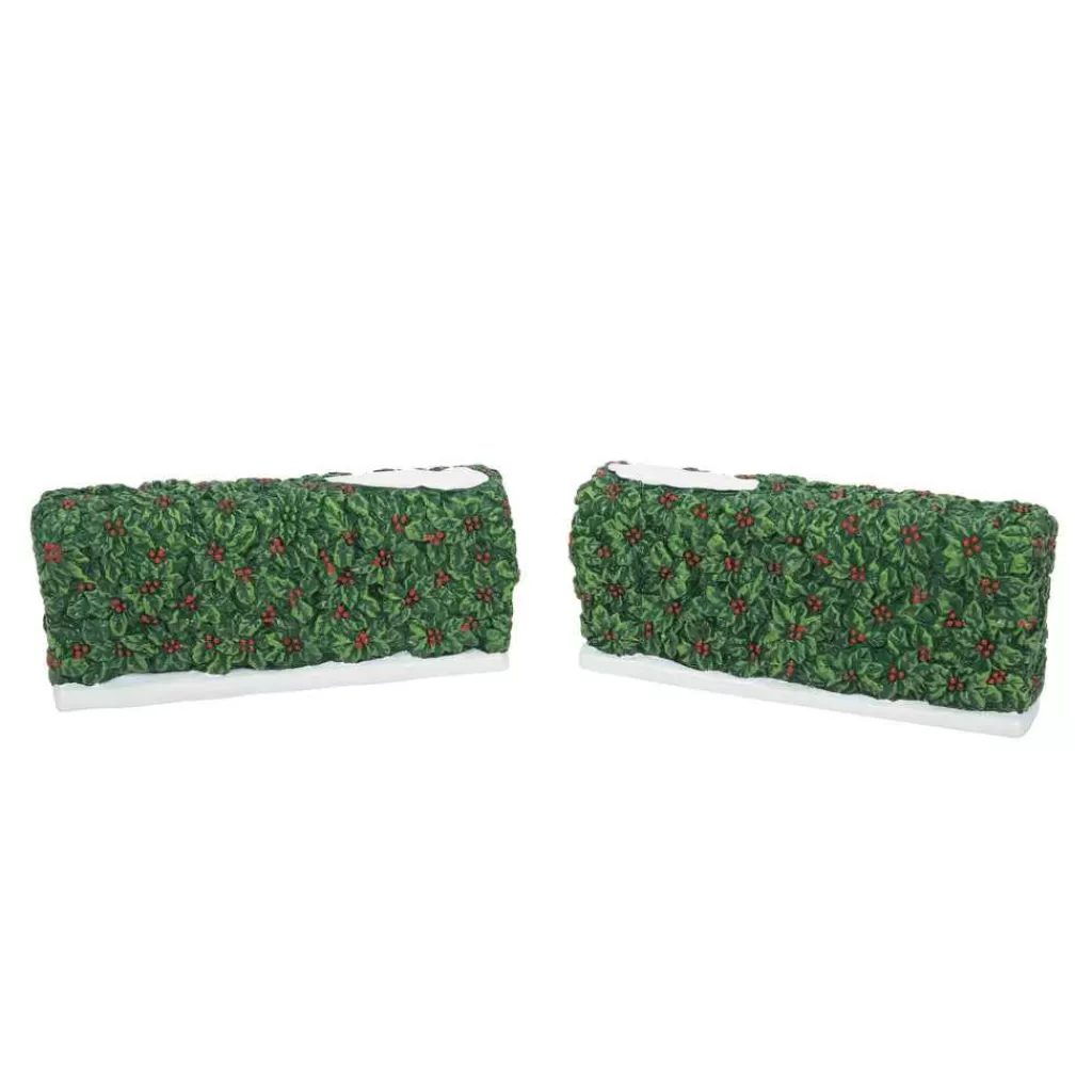 Department 56 Village Accessories-Holiday Holly Hedges