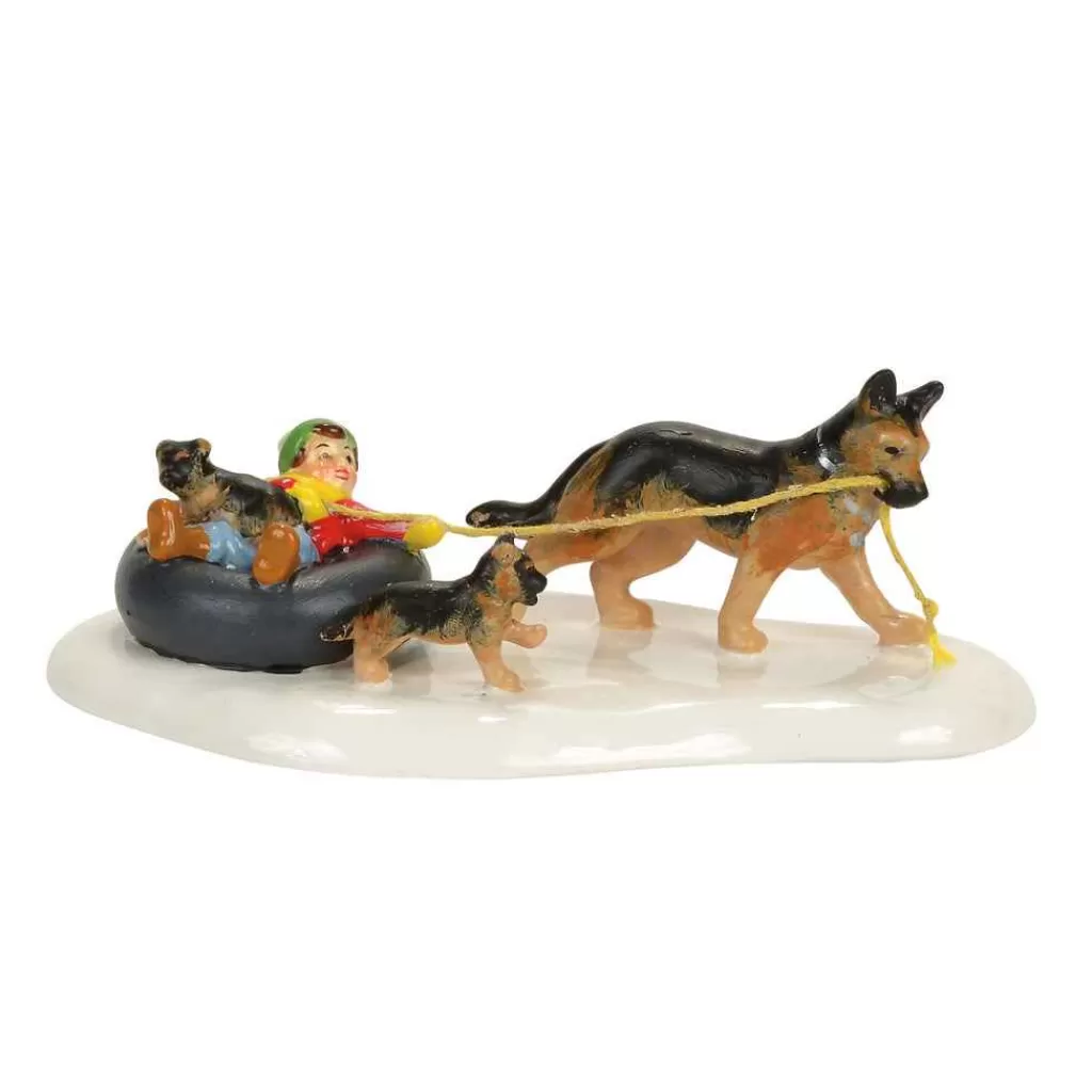 Department 56 Original Snow Village-Inner Tube Sled Dog Race