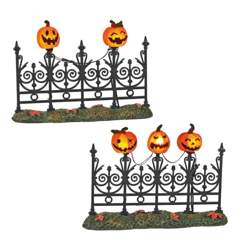 Department 56 Village Halloween Accessories-Jack-O-Lantern Lit Fence