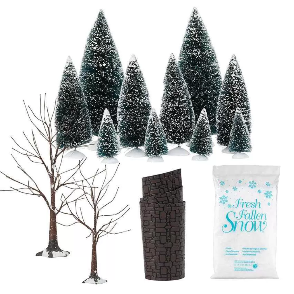 Department 56 Village Accessories-Landscape Trees Snow Road