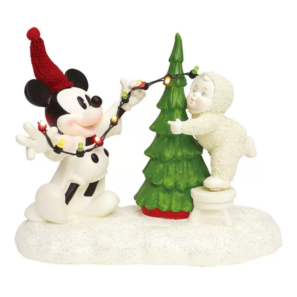 Department 56 Snowbabies Guest-Lighting The Tree With Mickey