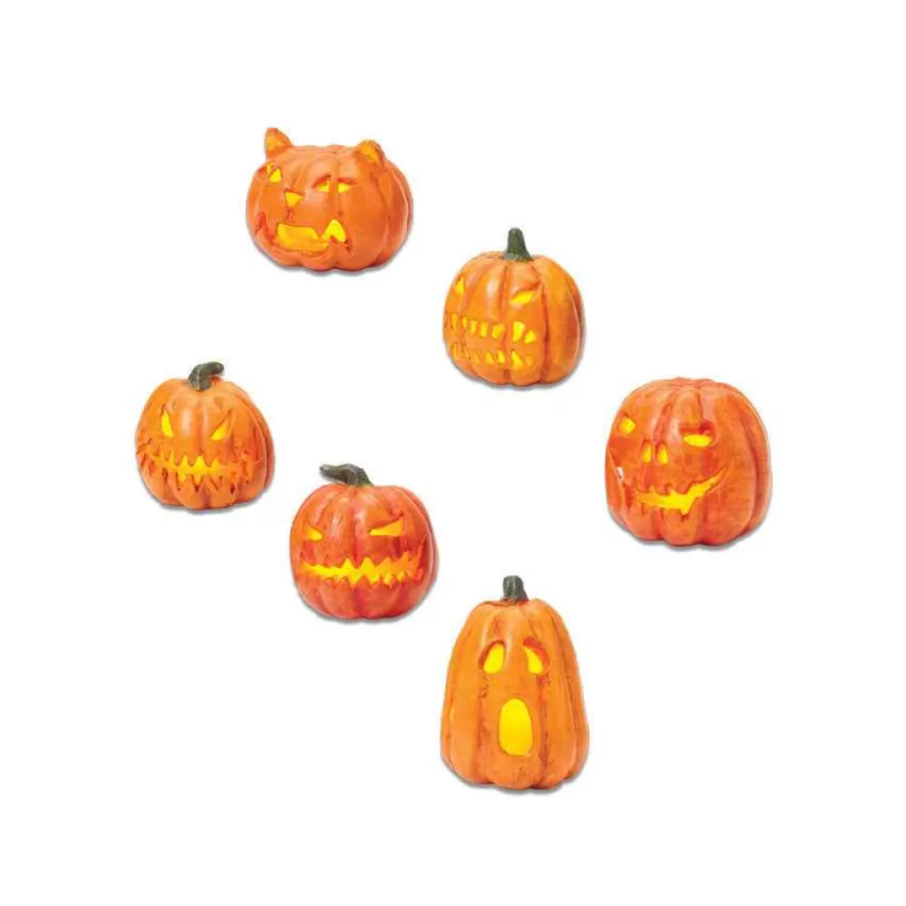 Department 56 Village Halloween Accessories-Lit Jack-O-Lanterns