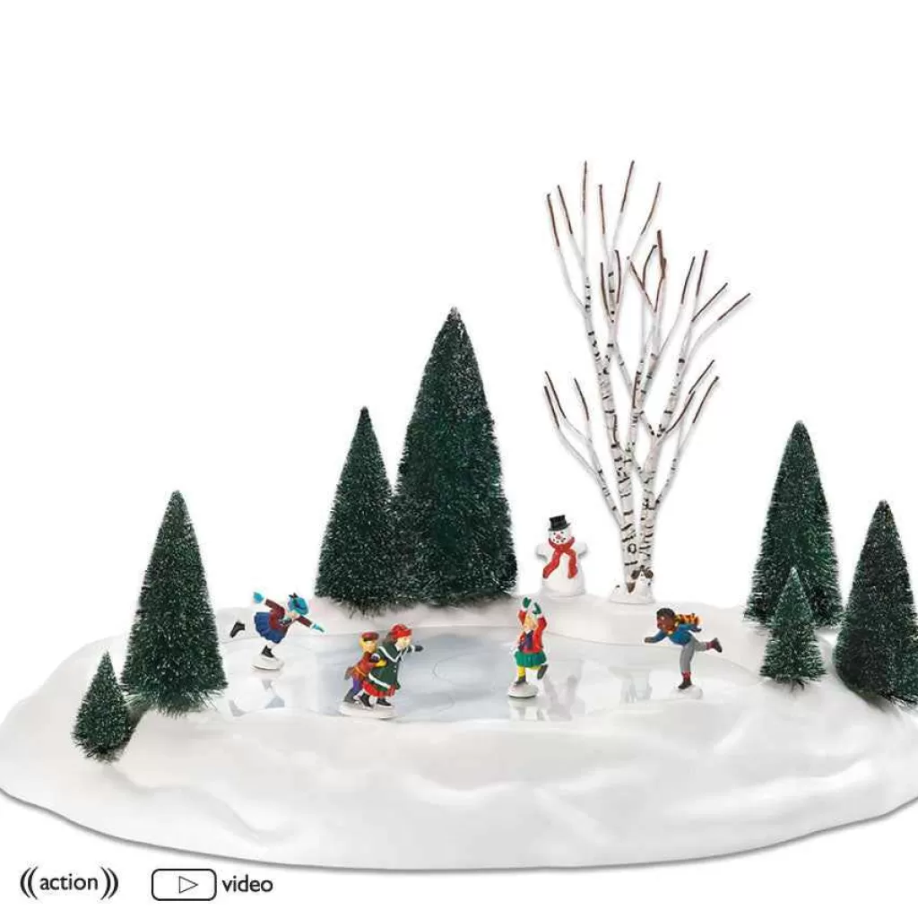 Department 56 Village Accessories-New Animated Skating Pond