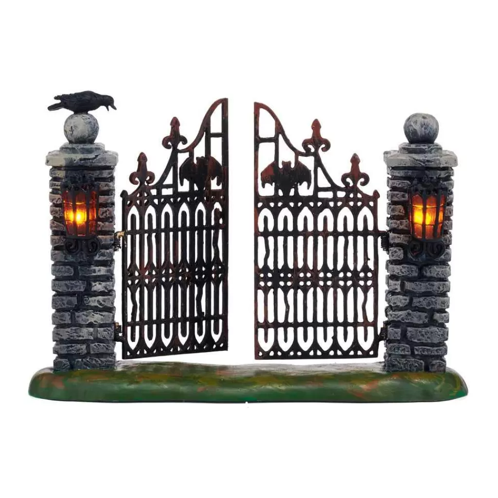 Department 56 Village Halloween Accessories-Spooky Wrought Iron Gate