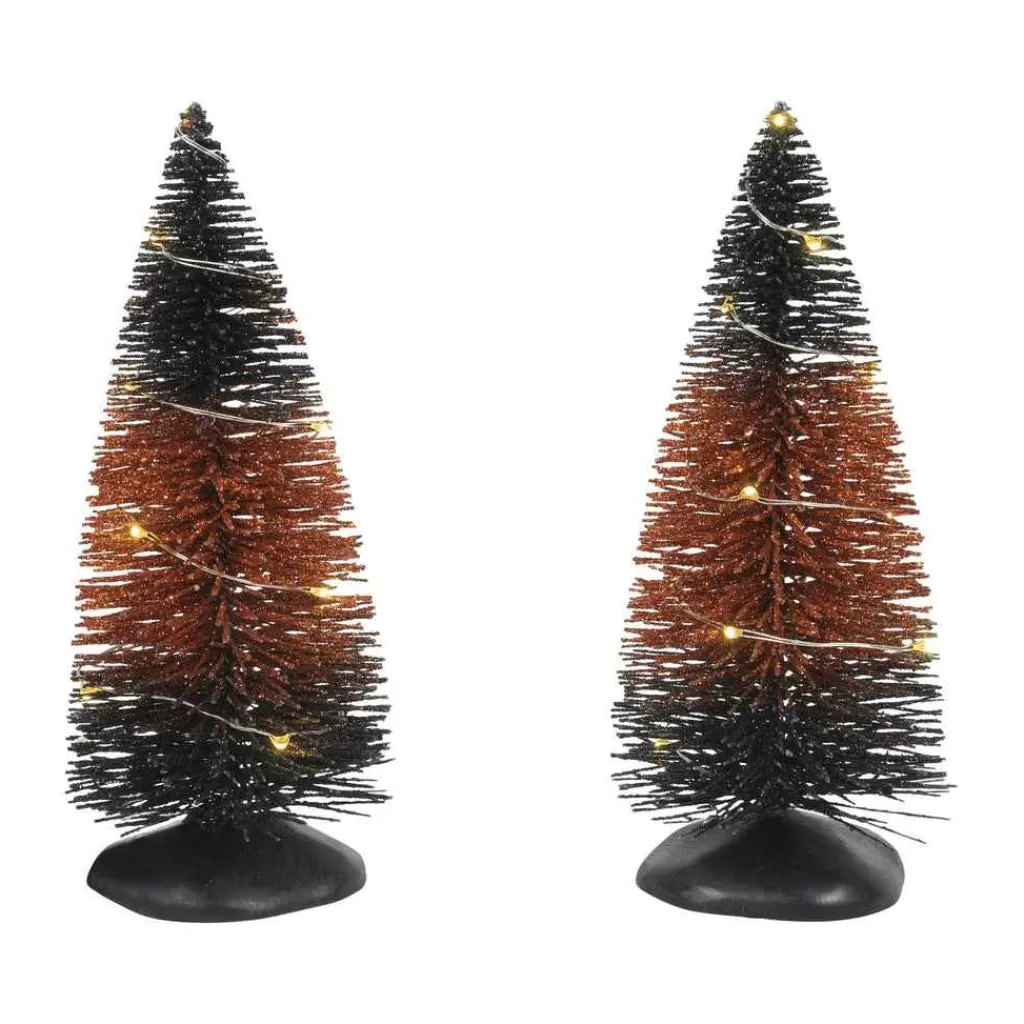 Department 56 Village Halloween Accessories-Trad'L Lit Hlwn Trees Set Of 2